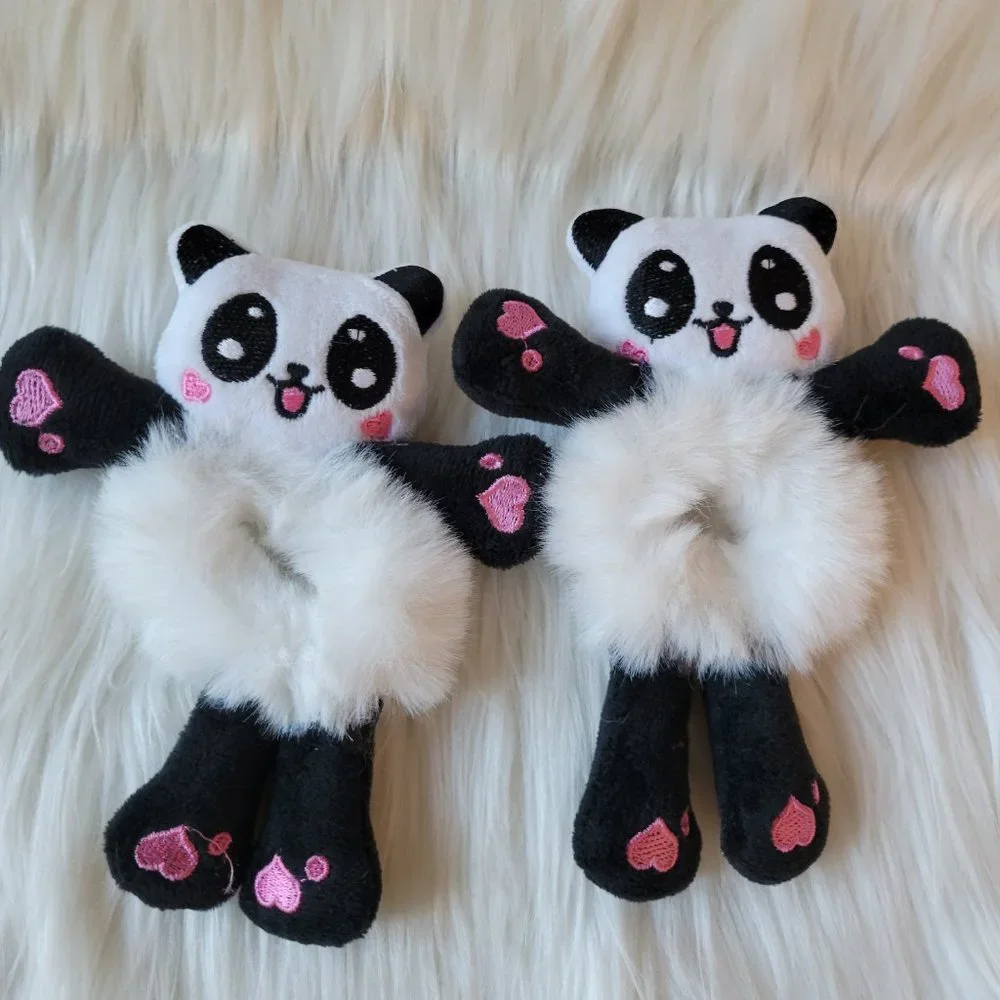 Set of 2 Plush Panda Scrunchies